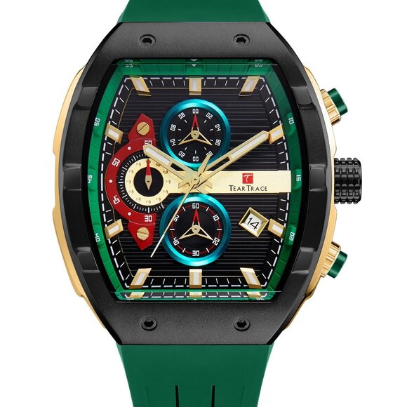 Men's Chronograph Watch with Silicone Strap Waterproof Luminous
